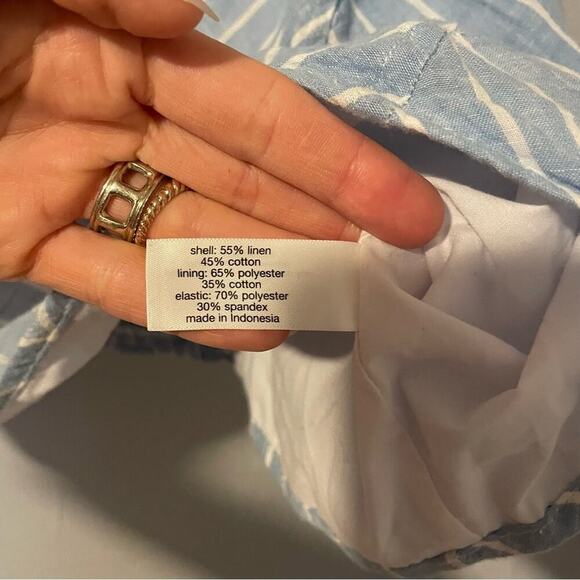 Lane Bryant Light Blue Striped Nautical Linen Cotton Tank top Lightweight sz 22 - Picture 4 of 4